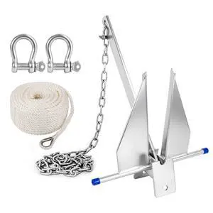 5/8.5/10/13 lb Heavy Duty Galvanized Fluke Boat Anchor Kit with Chain, Rope & Shackles for Pontoon, Dinghy, Day Cruising, Bass & Fishing Boats up to 8-16/12-22/16-26/20-32 ft 5/8.5/10/13 lb Heavy Duty Galvanized Fluke Boat Anchor Kit with Chain, Rope & Shackles for Pontoon, Dinghy, Day Cruising, Bass & Fishing Boats up to 8-16/12-22/16-26/20-32 ft