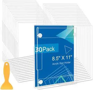30 Pack Acrylic Sign Holder 8.5 x 11 Wall Mount, Vertical & Horizontal Use, Wall Sign Holder Memo Document Menu Holder for Office Store Restaurants Wedding Party Decoration, No Drilling 30 Pack Acrylic Sign Holder 8.5 x 11 Wall Mount, Vertical & Horizontal Use, Wall Sign Holder Memo Document Menu Holder for Office Store Restaurants Wedding Party Decoration, No Drilling