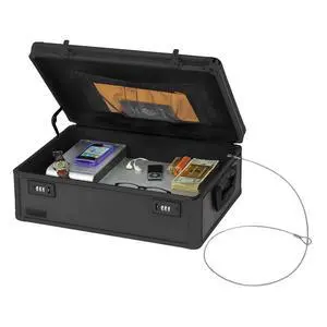 Locking Storage Chest with Dual Combination Lock-Small Lock Box for Laptops, Tablets & Valuables, Lockable Storage Box with Code, Keyless Lockbox for Dorm, Home & Travel 18.11" x 12.99" x 6.18" Locking Storage Chest with Dual Combination Lock-Small Lock Box for Laptops, Tablets & Valuables, Lockable Storage Box with Code, Keyless Lockbox for Dorm, Home & Travel 18.11" x 12.99" x 6.18"
