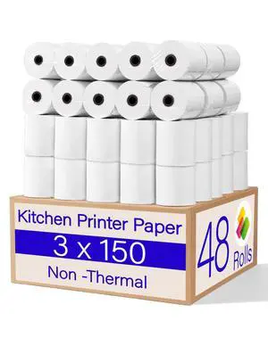 (48 Rolls) 1Ply Bond Receipt Paper Rolls 3 x 150 White Paper for Kitchen Impact Printers TMU200 SRP275 Star SP700 Suitable For Printing Kitchen Tickets and Order receipts (48 Rolls) 1Ply Bond Receipt Paper Rolls 3 x 150 White Paper for Kitchen Impact Printers TMU200 SRP275 Star SP700 Suitable For Printing Kitchen Tickets and Order receipts