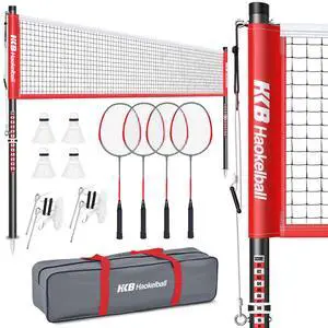 Outdoor Badminton Net Set with Anti-Sag Winch System - 20ft Badminton Net, 4 Rackets, 3 Shuttlecocks & Carry Bag, Badminton Set for Backyard, Grass, Beach, Holiday Games Outdoor Badminton Net Set with Anti-Sag Winch System - 20ft Badminton Net, 4 Rackets, 3 Shuttlecocks & Carry Bag, Badminton Set for Backyard, Grass, Beach, Holiday Games