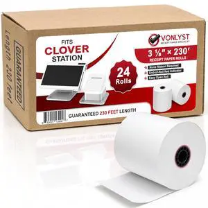 Clover Station Receipt Paper Rolls 3 1/8" x 230' (24 Pack) Thermal Paper for Clover Station & Duo C505, Compatible P100 P500 P550 BPA Free POS Printer Paper Clover Station Receipt Paper Rolls 3 1/8" x 230' (24 Pack) Thermal Paper for Clover Station & Duo C505, Compatible P100 P500 P550 BPA Free POS Printer Paper