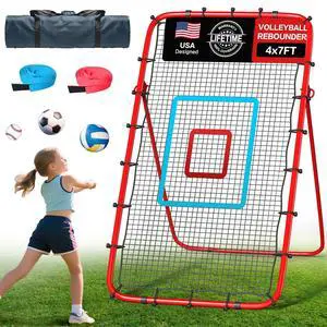 Volleyball Rebounder Net 7x4 Ft, 5-Angle Adjustable Rebounder Net for Practicing Digging, Setting, Spiking, Bounce Back Training Equipment with 2 Target Stripes & Portable Travel Bag for Storage Volleyball Rebounder Net 7x4 Ft, 5-Angle Adjustable Rebounder Net for Practicing Digging, Setting, Spiking, Bounce Back Training Equipment with 2 Target Stripes & Portable Travel Bag for Storage