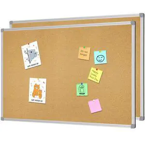 Cork Board 36" x 24" Bulletin Board, 2 Pack Corkboard 3 x 2 Feet | Double Sided Wall-Mounted Silver Aluminum Message Presentation Notice Board Cork Board 36" x 24" Bulletin Board, 2 Pack Corkboard 3 x 2 Feet | Double Sided Wall-Mounted Silver Aluminum Message Presentation Notice Board