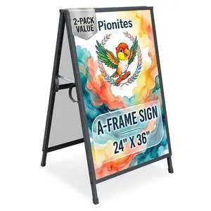 Heavy Duty Slide-in Folding A Frame Sign Sidewalk Sign 24x 36 Inch Steel Metal Double-Side Pavement sign Corrugated Plastic Poster (2, Black, 24''X36''(Frame Only)) Heavy Duty Slide-in Folding A Frame Sign Sidewalk Sign 24x 36 Inch Steel Metal Double-Side Pavement sign Corrugated Plastic Poster (2, Black, 24''X36''(Frame Only))