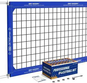 Professional Volleyball Net,Official Size 32×3.3FT,Equipped with Double Steel Cables with 3.3FT Double Side Bars,Portable Volleyball Net for Backyard,School,Courts(PRO) Professional Volleyball Net,Official Size 32×3.3FT,Equipped with Double Steel Cables with 3.3FT Double Side Bars,Portable Volleyball Net for Backyard,School,Courts(PRO)