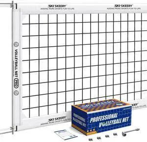 Professional Volleyball Net,Official Size 32×3.3FT,Equipped with Double Steel Cables with 3.3FT Double Side Bars,Portable Volleyball Net for Backyard,School,Courts(PRO) Professional Volleyball Net,Official Size 32×3.3FT,Equipped with Double Steel Cables with 3.3FT Double Side Bars,Portable Volleyball Net for Backyard,School,Courts(PRO)