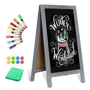 Double-Sided Magnetic 40" x 20" Gray Chalk Board Sign Board | Wooden A-Frame Sign, Sandwich Board Signs Outdoor, Chalkboard Easel, Menu Board for Restaurant, Business or Wedding Double-Sided Magnetic 40" x 20" Gray Chalk Board Sign Board | Wooden A-Frame Sign, Sandwich Board Signs Outdoor, Chalkboard Easel, Menu Board for Restaurant, Business or Wedding