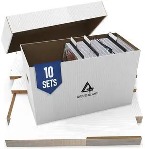 Premium Short Comic Book Storage Box Organizer with Lid | Thick Cardboard Comic Storage Box For Collectibles Fits 150-175 Current/Silver Age, Heavy Duty & Stackable Premium Short Comic Book Storage Box Organizer with Lid | Thick Cardboard Comic Storage Box For Collectibles Fits 150-175 Current/Silver Age, Heavy Duty & Stackable
