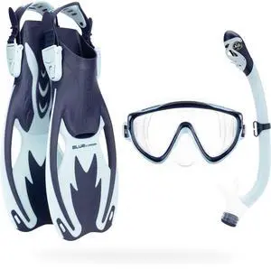 Kids Snorkeling Set- Short Adjustable Fins, Silicone Mask, and Dry Snorkel- Tinetto Rocks Dry Set- Designed in Italy Kids Snorkeling Set- Short Adjustable Fins, Silicone Mask, and Dry Snorkel- Tinetto Rocks Dry Set- Designed in Italy