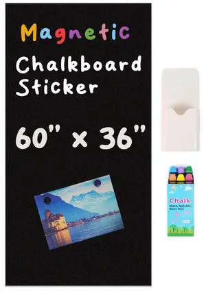 Magnetic Chalkboard for Wall 60" x 36" Self Adhesive Blackboard Wallpaper Peel and Stick Wall Decal Roll with Starter Kit for Home School Magnetic Chalkboard for Wall 60" x 36" Self Adhesive Blackboard Wallpaper Peel and Stick Wall Decal Roll with Starter Kit for Home School