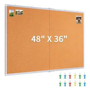 Large Cork Board 48 x 36 in, Bulletin Board for Walls, 4'x 3' Extra Aluminum Framed Corkboard, Foldable Wall Mounted Pin Memo Notice Cork Board for Office, Home Wall Display Large Cork Board 48 x 36 in, Bulletin Board for Walls, 4'x 3' Extra Aluminum Framed Corkboard, Foldable Wall Mounted Pin Memo Notice Cork Board for Office, Home Wall Display