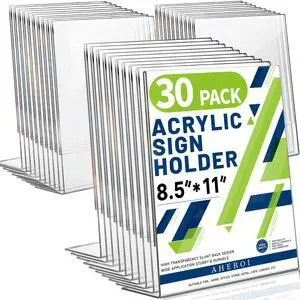 Acrylic Sign Holder 8.5x11, Plastic Sign Holder Table Frames 30Pcs | Vertical Acrylic Stands for Display,Clear Flyer Display Picture Frame Document Holders for Office School Table Restaurant Acrylic Sign Holder 8.5x11, Plastic Sign Holder Table Frames 30Pcs | Vertical Acrylic Stands for Display,Clear Flyer Display Picture Frame Document Holders for Office School Table Restaurant