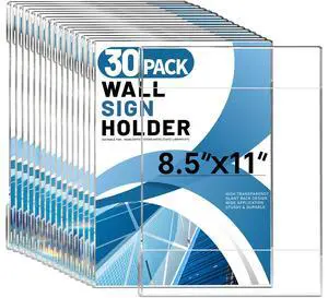 Acrylic Sign Holder 8.5x11 Wall Mount, Wall Sign Flyer Holder 30Pcs | Clear Wall Mount Paper Holder,Acrylic Picture Frame with 60 Tape, No Drilling Document Menu Holder Sign display, Office Store Acrylic Sign Holder 8.5x11 Wall Mount, Wall Sign Flyer Holder 30Pcs | Clear Wall Mount Paper Holder,Acrylic Picture Frame with 60 Tape, No Drilling Document Menu Holder Sign display, Office Store