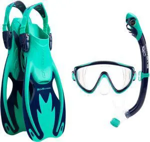 Kids Snorkeling Set- Short Adjustable Fins, Silicone Mask, and Dry Snorkel- Tinetto Rocks Dry Set- Designed in Italy Kids Snorkeling Set- Short Adjustable Fins, Silicone Mask, and Dry Snorkel- Tinetto Rocks Dry Set- Designed in Italy