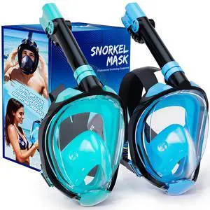 WSTOO Full Face Snorkel Mask, Dry Top Snorkeling Gear for Adults, 180° Panoramic Foldable Design with Camera Mount, Safe Mouth/Nose Breathing, Anti-Fog & Anti-Leak WSTOO Full Face Snorkel Mask, Dry Top Snorkeling Gear for Adults, 180° Panoramic Foldable Design with Camera Mount, Safe Mouth/Nose Breathing, Anti-Fog & Anti-Leak