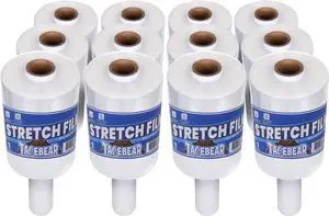 12Rolls Stretch Wrap Film 4" x 1000Ft Shrink Wrap Roll with Handle, 60 Gauge Thick Durable Self-Adhering Clear Plastic Wrap Industrial Strength Pallet Shrink for Moving, Packing 12Rolls Stretch Wrap Film 4" x 1000Ft Shrink Wrap Roll with Handle, 60 Gauge Thick Durable Self-Adhering Clear Plastic Wrap Industrial Strength Pallet Shrink for Moving, Packing