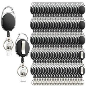 150 Pack Retractable Badge Reels with Clip and Keychain | Retractable Badge Holders for ID Cards, Heavy Duty Clip Bulk for Nurse, Doctor, Office Worker & Student 150 Pack Retractable Badge Reels with Clip and Keychain | Retractable Badge Holders for ID Cards, Heavy Duty Clip Bulk for Nurse, Doctor, Office Worker & Student
