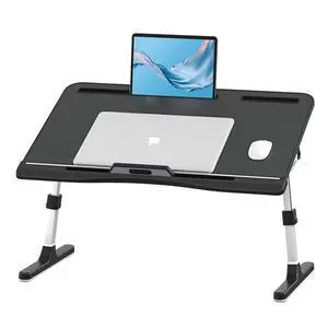 Laptop Bed Tray Desk with Adjustable Height & Angle, No Drawer, Black | Foldable PVC Leather Desktop Laptop Lap Desk for Bed/Sofa/Couch/Floor Laptop Bed Tray Desk with Adjustable Height & Angle, No Drawer, Black | Foldable PVC Leather Desktop Laptop Lap Desk for Bed/Sofa/Couch/Floor