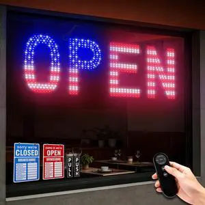 LED Open Signs for Business, 30"x10" Large Bright Open Sign with Remote and 12 Scene Modes, Light Dimmable Business Open Sign for Window Store Shop Storefront Bar Cafes - US Flag LED Open Signs for Business, 30"x10" Large Bright Open Sign with Remote and 12 Scene Modes, Light Dimmable Business Open Sign for Window Store Shop Storefront Bar Cafes - US Flag