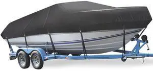 Boat Cover, Heavy Duty 17-19ft Waterproof Trailerable Boat Cover | UV Resistant Marine Grade Outboard Cover Compatible for Bass Boat, Fits Bayliner Tri-Hull V-Hull Fishing Runabout Boat, Black Boat Cover, Heavy Duty 17-19ft Waterproof Trailerable Boat Cover | UV Resistant Marine Grade Outboard Cover Compatible for Bass Boat, Fits Bayliner Tri-Hull V-Hull Fishing Runabout Boat, Black