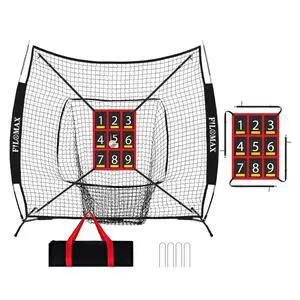 7x7 ft Baseball & Softball Practice Net with 9 Numbered Strike Zone | PRO Training Net for Hitting, Pitching & Batting | with Carry Bag, Bow Frame for All Ages & Skills 7x7 ft Baseball & Softball Practice Net with 9 Numbered Strike Zone | PRO Training Net for Hitting, Pitching & Batting | with Carry Bag, Bow Frame for All Ages & Skills