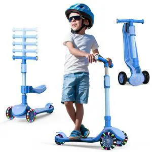2-in-1 Adjustable Kick Scooter for Kids 3-5 (Suitable 3-12 Years),5-Level Handlebar & Removable Seat, LED Light-Up Wheels, Wide Deck, Foldable Design for Indoor/Outdoor Use - Girls & Boys 2-in-1 Adjustable Kick Scooter for Kids 3-5 (Suitable 3-12 Years),5-Level Handlebar & Removable Seat, LED Light-Up Wheels, Wide Deck, Foldable Design for Indoor/Outdoor Use - Girls & Boys