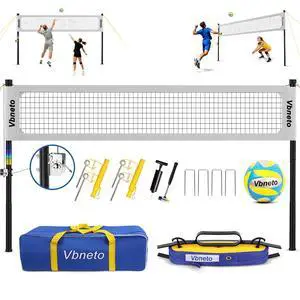 Volleyball Net for Backyard, No Sagging Professional Heavy Duty Outdoor Portable Net Set with Poles, Adjustable Height, Includes Volleyball & Carry Bag, Ideal for Beach and Grass Volleyball Net for Backyard, No Sagging Professional Heavy Duty Outdoor Portable Net Set with Poles, Adjustable Height, Includes Volleyball & Carry Bag, Ideal for Beach and Grass