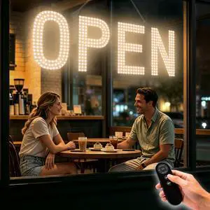 Open Signs for Business, 30"x10" Big & Bright Open Sign with Remote Control Dimmable, Window Sign for Cafe Bar Retail Store - Warm White Open Signs for Business, 30"x10" Big & Bright Open Sign with Remote Control Dimmable, Window Sign for Cafe Bar Retail Store - Warm White