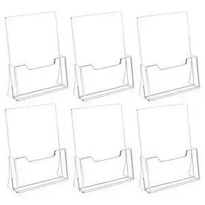 Brochure Holder 8.5 x 11 inches, Acrylic Flyer Holder with 6 Pack, Plastic Stands for Displaying Magazines, Pamphlets, Literature, Brochures, Booklets, Menu Brochure Holder 8.5 x 11 inches, Acrylic Flyer Holder with 6 Pack, Plastic Stands for Displaying Magazines, Pamphlets, Literature, Brochures, Booklets, Menu