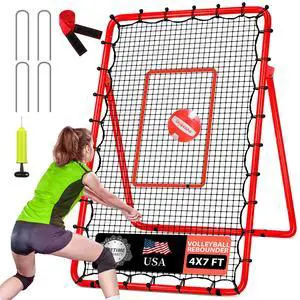 6-Angle Adjustable Volleyball Rebounder Net 7x4 ft with PU Volleyball and Stakes - Bounce Back Training Equipment for Practicing Volleying, Bumping, Spiking, Easy Set Up & Steady for Multi Sports 6-Angle Adjustable Volleyball Rebounder Net 7x4 ft with PU Volleyball and Stakes - Bounce Back Training Equipment for Practicing Volleying, Bumping, Spiking, Easy Set Up & Steady for Multi Sports