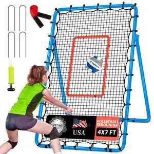 6-Angle Adjustable Volleyball Rebounder Net 7x4 ft with PU Volleyball and Stakes - Bounce Back Training Equipment for Practicing Volleying, Bumping, Spiking, Easy Set Up & Steady for Multi Sports 6-Angle Adjustable Volleyball Rebounder Net 7x4 ft with PU Volleyball and Stakes - Bounce Back Training Equipment for Practicing Volleying, Bumping, Spiking, Easy Set Up & Steady for Multi Sports