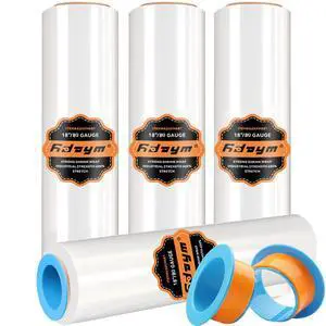 Stretch Film Shrink Wrap Roll for Moving 18" x 1500', 4 Rolls | Industrial Plastic Saran Wrap Roll, 80 Gauge, 600% Stretch, For Moving, Packing, Pallets, Shipping & Furniture Protection Stretch Film Shrink Wrap Roll for Moving 18" x 1500', 4 Rolls | Industrial Plastic Saran Wrap Roll, 80 Gauge, 600% Stretch, For Moving, Packing, Pallets, Shipping & Furniture Protection