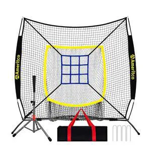 Baseball Net7x7ft Baseball Practice Net with Tee and Target, Large Pocket Sports net for Hitting/Batting/Pitching/Throwing,Scratch Resistant Base, Versatile Use for All Levels Baseball Net7x7ft Baseball Practice Net with Tee and Target, Large Pocket Sports net for Hitting/Batting/Pitching/Throwing,Scratch Resistant Base, Versatile Use for All Levels