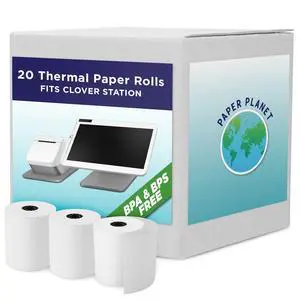Phenol-Free Thermal Paper for Clover Station | 20 Rolls | Phenol-free, BPS & BPA free Credit Card Receipt Rolls, Compatible with Clover Station, Fits C500 C501 C503 C100 P100 Phenol-Free Thermal Paper for Clover Station | 20 Rolls | Phenol-free, BPS & BPA free Credit Card Receipt Rolls, Compatible with Clover Station, Fits C500 C501 C503 C100 P100