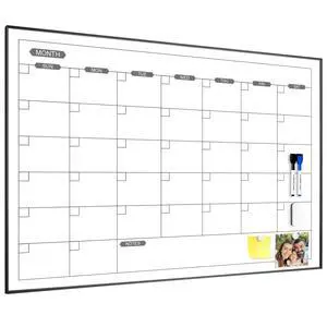 Dry Erase Calendar for Wall, 36" x 24" Magnetic Monthly White Board Calendar Dry Erase, Hanging Whiteboard Planner for School, Home, Office, Black Frame Dry Erase Calendar for Wall, 36" x 24" Magnetic Monthly White Board Calendar Dry Erase, Hanging Whiteboard Planner for School, Home, Office, Black Frame