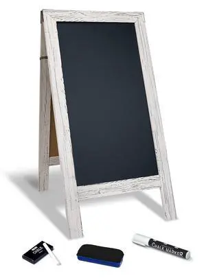 Magnetic A-Frame Chalkboard Sign, Extra Large 20" x 40", Standing Chalkboard Easel, with Chalk Marker + Chalk & Eraser, Sandwich Board Outdoor Sidewalk Sign,(Whitewash) Magnetic A-Frame Chalkboard Sign, Extra Large 20" x 40", Standing Chalkboard Easel, with Chalk Marker + Chalk & Eraser, Sandwich Board Outdoor Sidewalk Sign,(Whitewash)