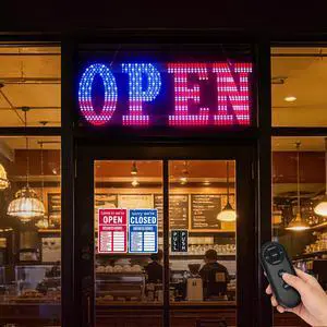 LED Open Signs for Business, 30" x 10" Large super Bright LED open Sign, Dimmable US Flag Design Storefront Display, 12 Modes Flashing for Shop Bar Cafes Window (High Brightness) LED Open Signs for Business, 30" x 10" Large super Bright LED open Sign, Dimmable US Flag Design Storefront Display, 12 Modes Flashing for Shop Bar Cafes Window (High Brightness)