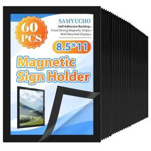 Magnetic Sign Holder 8.5 x 11, 60 PCS Self Adhesive Magnetic Frame | Strong Self-Adhesive Backing, Effective Paper Protection, Clear Display Effect, Easily Replacement for Document Poster Notice Magnetic Sign Holder 8.5 x 11, 60 PCS Self Adhesive Magnetic Frame | Strong Self-Adhesive Backing, Effective Paper Protection, Clear Display Effect, Easily Replacement for Document Poster Notice