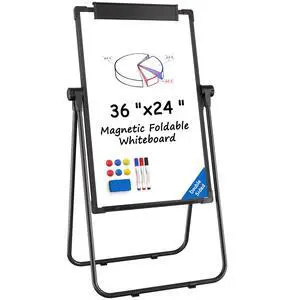 Easel Whiteboard with Stand, 36" x 24" Double-Sided Dry Erase Board | Large Whiteboard Flip Chart, Height Adjustable,Foldable, Portable for Home Office Classroom Teaching Aluminium Alloy Frame Easel Whiteboard with Stand, 36" x 24" Double-Sided Dry Erase Board | Large Whiteboard Flip Chart, Height Adjustable,Foldable, Portable for Home Office Classroom Teaching Aluminium Alloy Frame