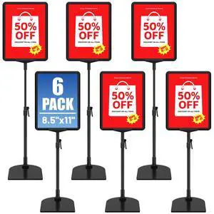 6Pack Sign Stand for Display 8.5 x 11, Adjustable Poster Stand for Table Top & Floor, Floor Standing Sign Holder, Signage Stands for Business, Tradeshow, Store, Farm Display Stands 6Pack Sign Stand for Display 8.5 x 11, Adjustable Poster Stand for Table Top & Floor, Floor Standing Sign Holder, Signage Stands for Business, Tradeshow, Store, Farm Display Stands