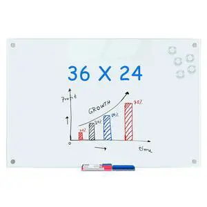 Magnetic Glass Dry Erase White Board, 36 x 24 Inches Glass Board for Wall Mounted, Includes 6 Magnets, 3 Markers and 1 Eraser for Classroom Home, Office Supplies (White) Magnetic Glass Dry Erase White Board, 36 x 24 Inches Glass Board for Wall Mounted, Includes 6 Magnets, 3 Markers and 1 Eraser for Classroom Home, Office Supplies (White)