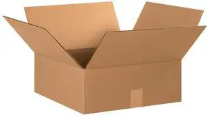 15156 Flat Corrugated Cardboard Box 15" L x 15" W x 6" H, Kraft, For Shipping, Packing and Moving (Pack of 25) 15156 Flat Corrugated Cardboard Box 15" L x 15" W x 6" H, Kraft, For Shipping, Packing and Moving (Pack of 25)