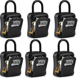 6 PCS L Large Key Lock Box, 4.5x3.7x1.5 Waterproof Kirsite Combination Lockbox for Keys Outdoor, Portable Key Lock Box Wall Mount with Code (L Size, Black) 6 PCS L Large Key Lock Box, 4.5x3.7x1.5 Waterproof Kirsite Combination Lockbox for Keys Outdoor, Portable Key Lock Box Wall Mount with Code (L Size, Black)