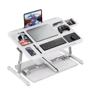 Adjustable Lap Desk,Large Smooth Easy-Clean Wood Grain Desktop,Foldable Laptop Bed Tray Table with Storage Drawer,Portable Laptop Stand Fits 17" Laptop for Bed Couch Floor (Light Gray) Adjustable Lap Desk,Large Smooth Easy-Clean Wood Grain Desktop,Foldable Laptop Bed Tray Table with Storage Drawer,Portable Laptop Stand Fits 17" Laptop for Bed Couch Floor (Light Gray)