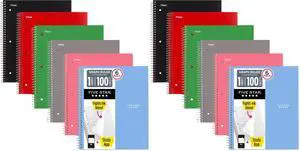 Spiral Notebook + Study App,1 Subject,Graph Ruled Paper,8-1/2" x 11",100 Sheets,Fights Ink Bleed,Water Resistant Cover,Assorted Colors (73549),6 Count (Pack of 2) Spiral Notebook + Study App,1 Subject,Graph Ruled Paper,8-1/2" x 11",100 Sheets,Fights Ink Bleed,Water Resistant Cover,Assorted Colors (73549),6 Count (Pack of 2)