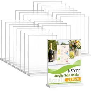 24 Pack Acrylic Sign Holder 8.5 x 11 Inches Clear Double Sided Vertical Table Sign Holder Document Menu Flyer Holder T Shape Display Stand for Office Stores Restaurants Wedding Party 24 Pack Acrylic Sign Holder 8.5 x 11 Inches Clear Double Sided Vertical Table Sign Holder Document Menu Flyer Holder T Shape Display Stand for Office Stores Restaurants Wedding Party