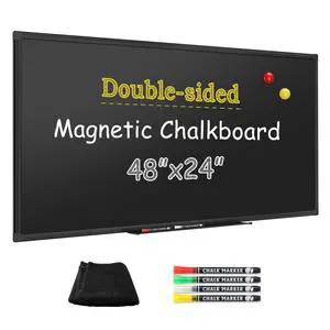 Double-Sided Magnetic Chalkboard 48 x 24 Inches - Black Aluminum Frame Chalk Board Words Sign Wall Decor Long Plaque Pizarra for Business, Menu, School, Office Double-Sided Magnetic Chalkboard 48 x 24 Inches - Black Aluminum Frame Chalk Board Words Sign Wall Decor Long Plaque Pizarra for Business, Menu, School, Office