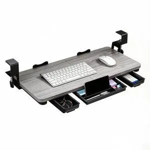 Keyboard Tray Under Desk with Drawer,26.77" X 11.81" Keyboard Tray Large Size with C Clamp-on Mount, Easy to Install, Save Space for Office Desk (Grey) Keyboard Tray Under Desk with Drawer,26.77" X 11.81" Keyboard Tray Large Size with C Clamp-on Mount, Easy to Install, Save Space for Office Desk (Grey)