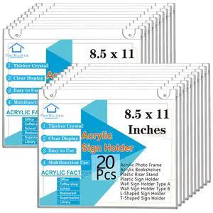 Acrylic Sign Holder 8.5x11 Horizontal, Wall Mount Acrylic Sign Holder and Plastic Paper Display Ad Frame bonus with 3M Tape and Mounting Screws for Restaurants, Office, Store, 20 Pcs Acrylic Sign Holder 8.5x11 Horizontal, Wall Mount Acrylic Sign Holder and Plastic Paper Display Ad Frame bonus with 3M Tape and Mounting Screws for Restaurants, Office, Store, 20 Pcs